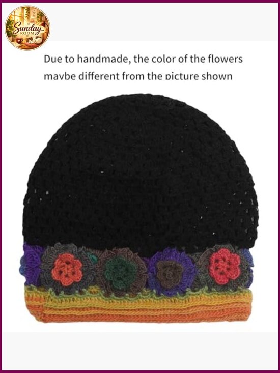 Women\'s Handmade Crochet Slouchy Beanie Hat - Cotton Knit Summer Skull Cap main image 6